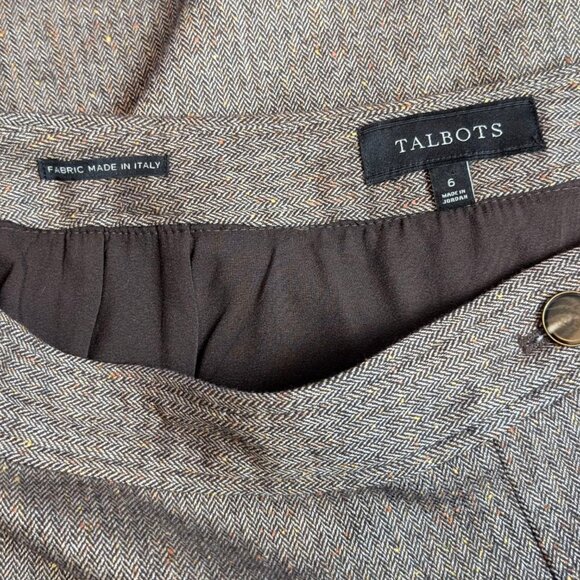Talbots Brown Herringbone Side Button Skirt - Picture 10 of 11